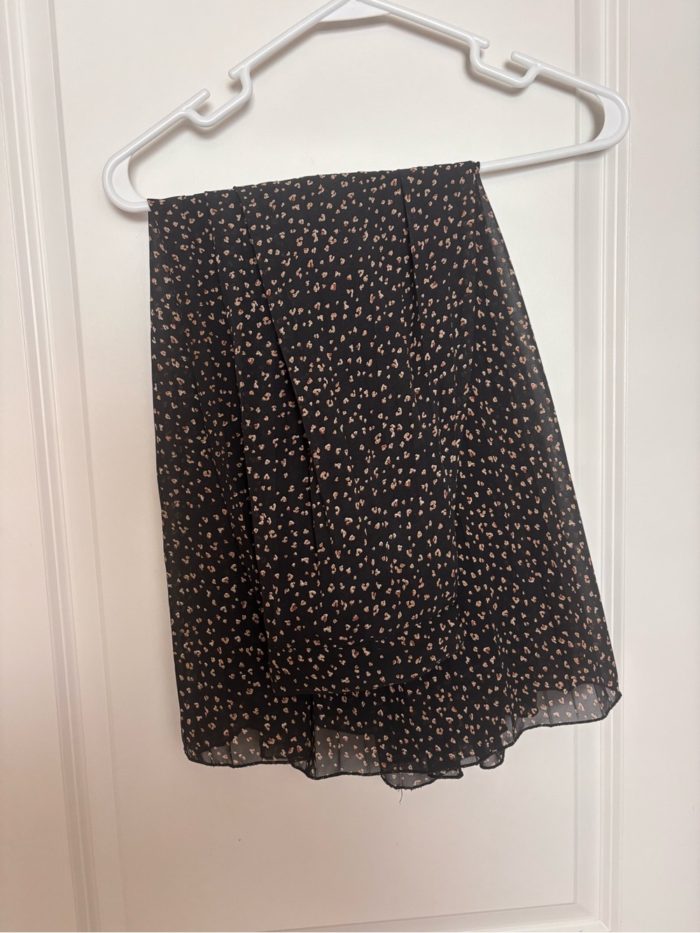 Jasna Black A-Line Skirt with Cream Micro Spot Print